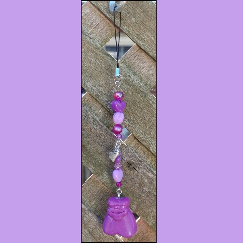 Purple Beaded Crazy Bones Charm